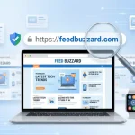 FeedBuzzard.com website and domain verification on a laptop